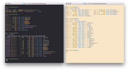 exa colorized file listing